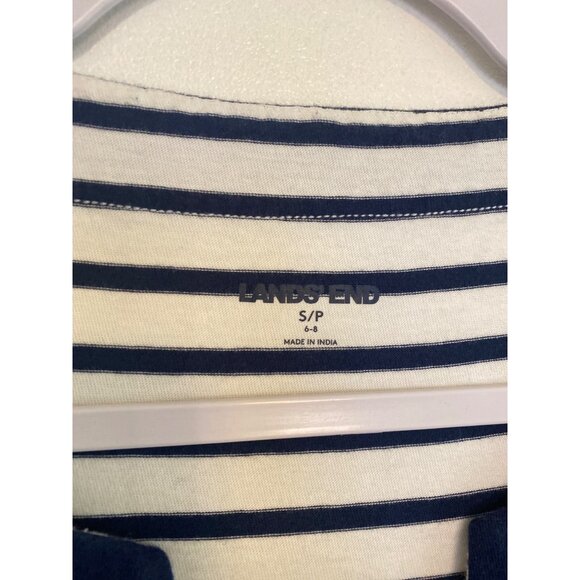 Land's End Navy & White Striped Sleeveless Cotton Dress Size S/P 6-8 - Picture 3 of 5